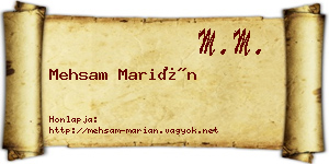 Mehsam Marián névjegykártya
